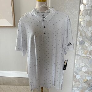 NWT Adidas Men's White Polo with Black Accents